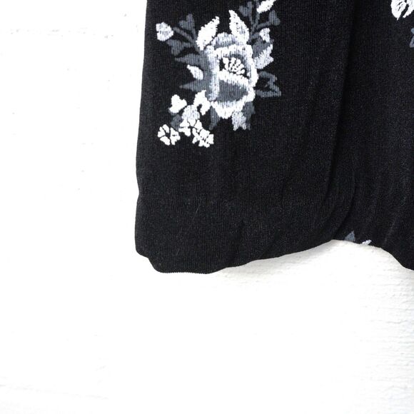 Vintage es se Black White Floral‎ Overlay Midi Skirt Sz XS EUC Whimsigoth - Picture 6 of 7